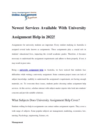 newest services available with university
