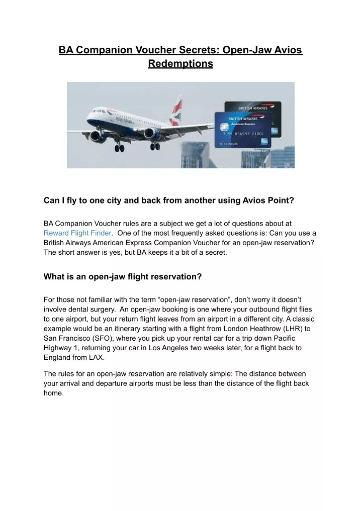 ba companion voucher secrets open jaw avios