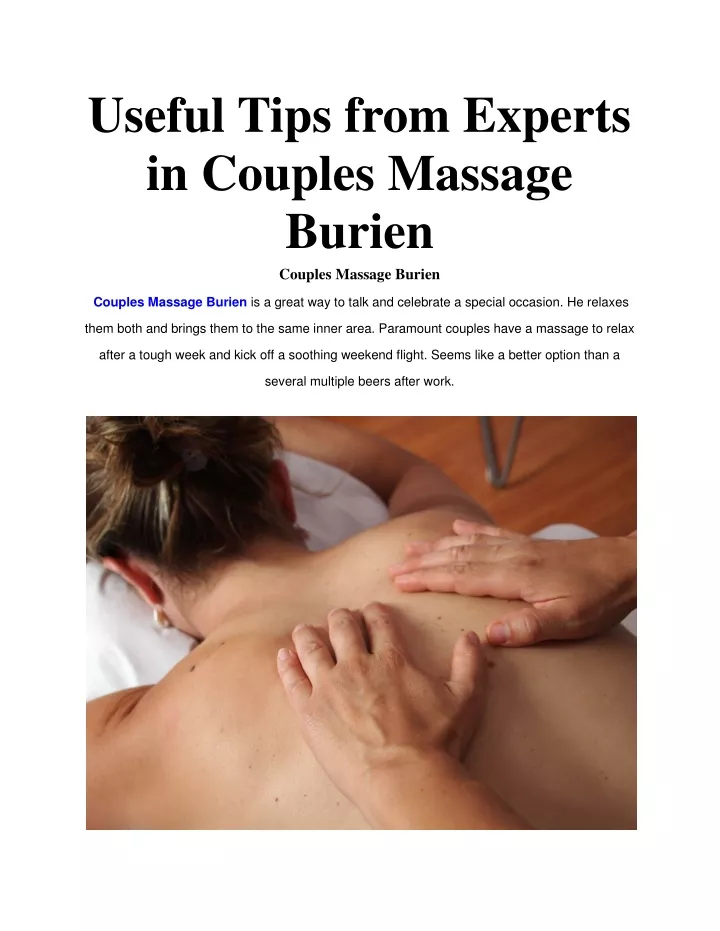 useful tips from experts in couples massage