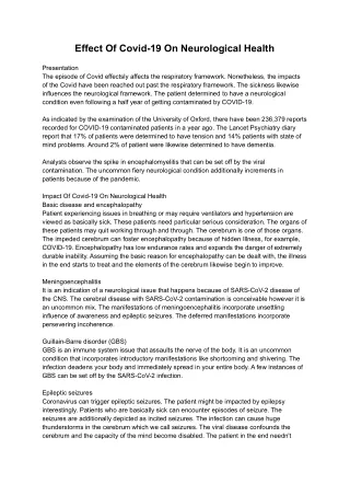 effect of covid 19 on neurological health
