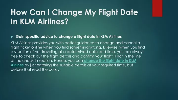 how can i change my flight date in klm airlines
