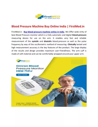 Blood Pressure Machine Buy Online India - FirstMed.in