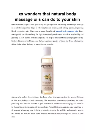 Natural body massage oils can do to your skin-1