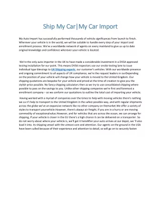 ship my car my car import ship