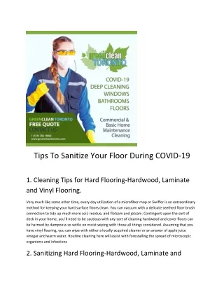 tips to sanitize your floor during covid 19