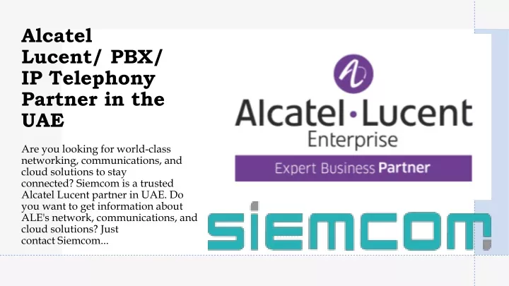 alcatel lucent pbx ip telephony partner in the uae