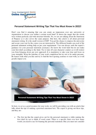 personal statement writing tips that you must