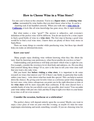 How to Choose Wine in a Wine Store