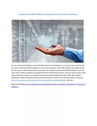 cloud based erp software compared to on premises