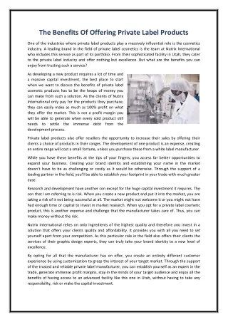 the benefits of offering private label products
