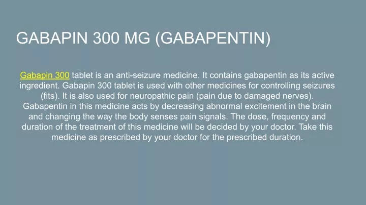 gabapin 300 mg gabapentin