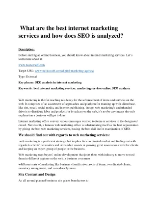 What are the best internet marketing services and how does SEO is analyzed