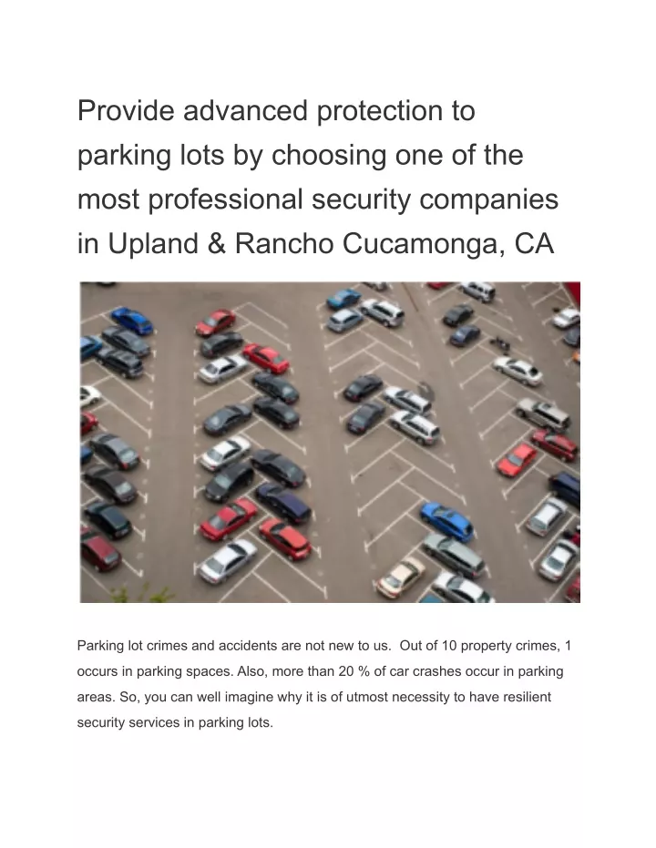 provide advanced protection to parking lots