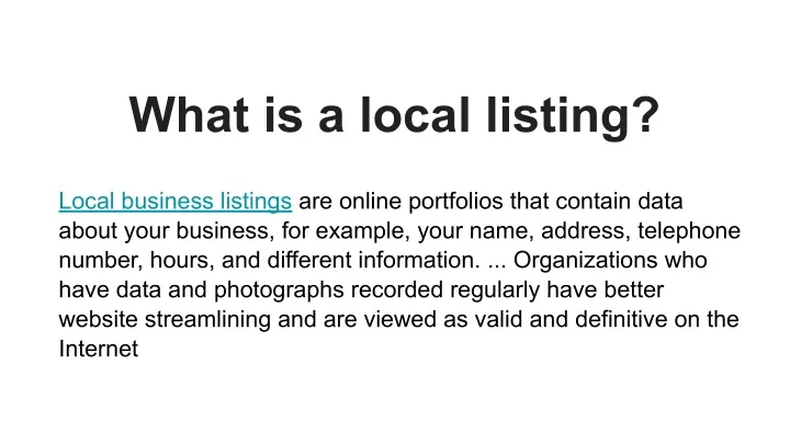 what is a local listing