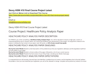 devry hsm 410 final course project latest just