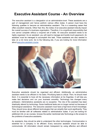 executive assistant course an overview