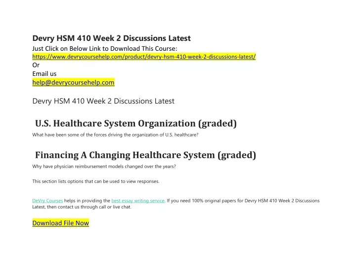 devry hsm 410 week 2 discussions latest just