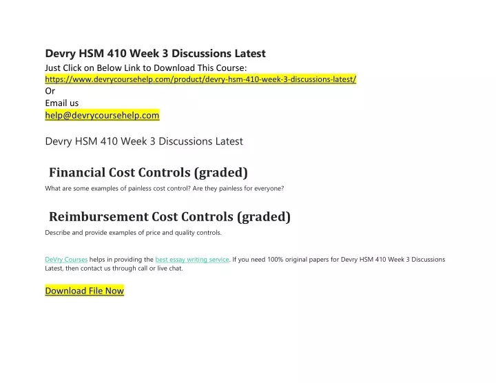 devry hsm 410 week 3 discussions latest just