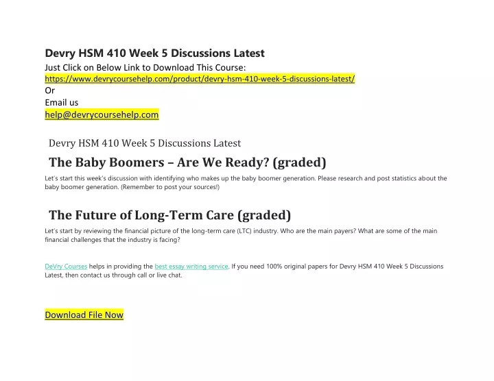 devry hsm 410 week 5 discussions latest just