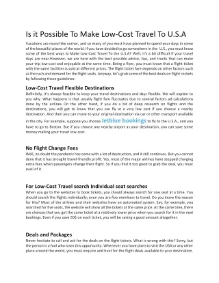 is it possible to make low cost travel to u s a