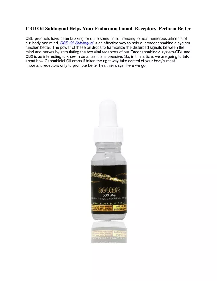 cbd oil sublingual helps your endocannabinoid