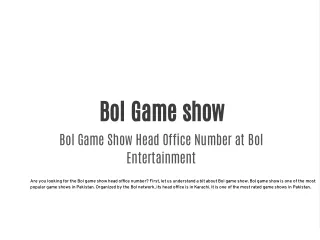 Bol Game Show Head Office Number