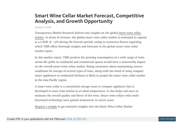 smart wine cellar market forecast competitive