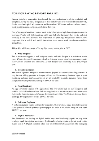 TOP HIGH PAYING REMOTE JOBS 2022