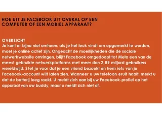 HOE UIT JE FACEBOOK UIT OVERAL OP EEN COMPUTER OF EEN MOBIEL APPARAAT