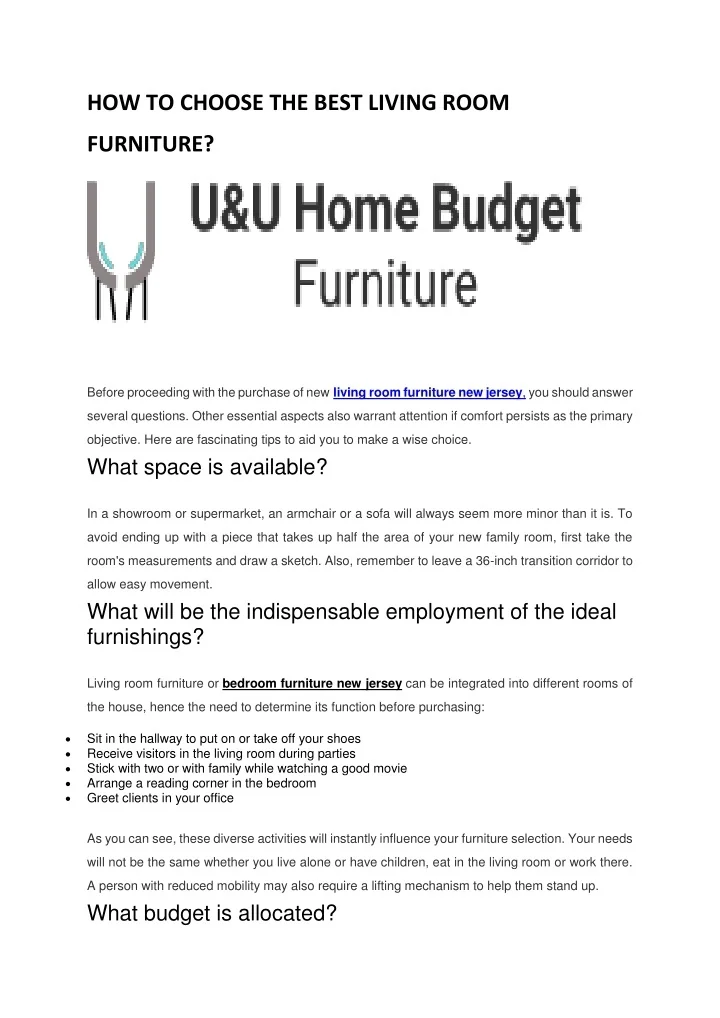 PPT - HOW TO CHOOSE THE BEST LIVING ROOM FURNITURE? PowerPoint ...