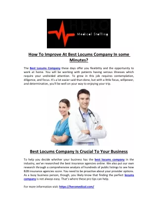 How To Improve At Best Locums Company In some Minutes