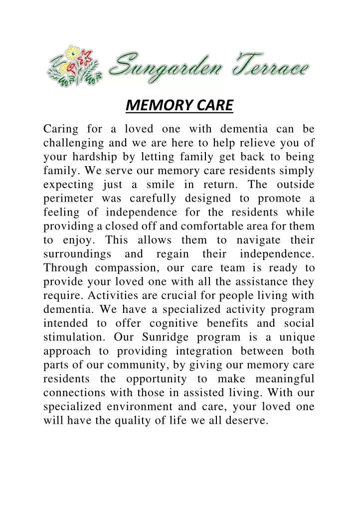 memory care