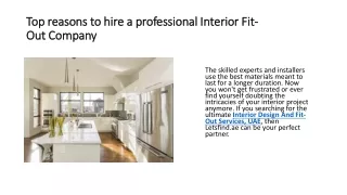 Top reasons to hire a professional Interior Fit-Out Company