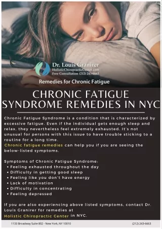 Chronic Fatigue Syndrome Remedies in NYC