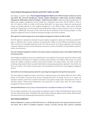 asset integrity management market worth