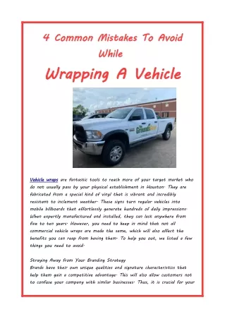 4 Common Mistakes To Avoid While Wrapping A Vehicle
