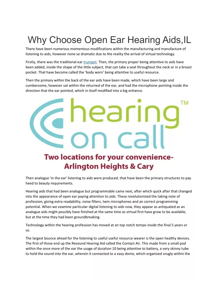 why choose open ear hearing aids il