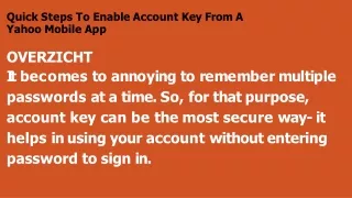 quick steps to enable account key from a yahoo mobile app