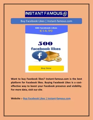 Buy Facebook Likes | Instant-famous.com