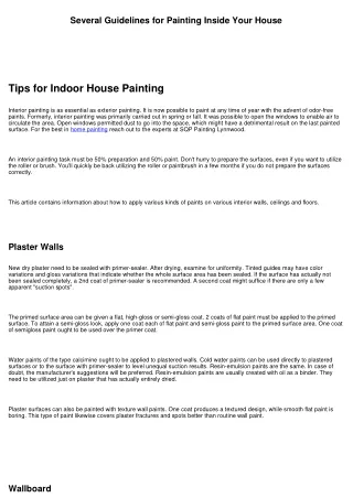 Simple Instructions for Painting the Interior