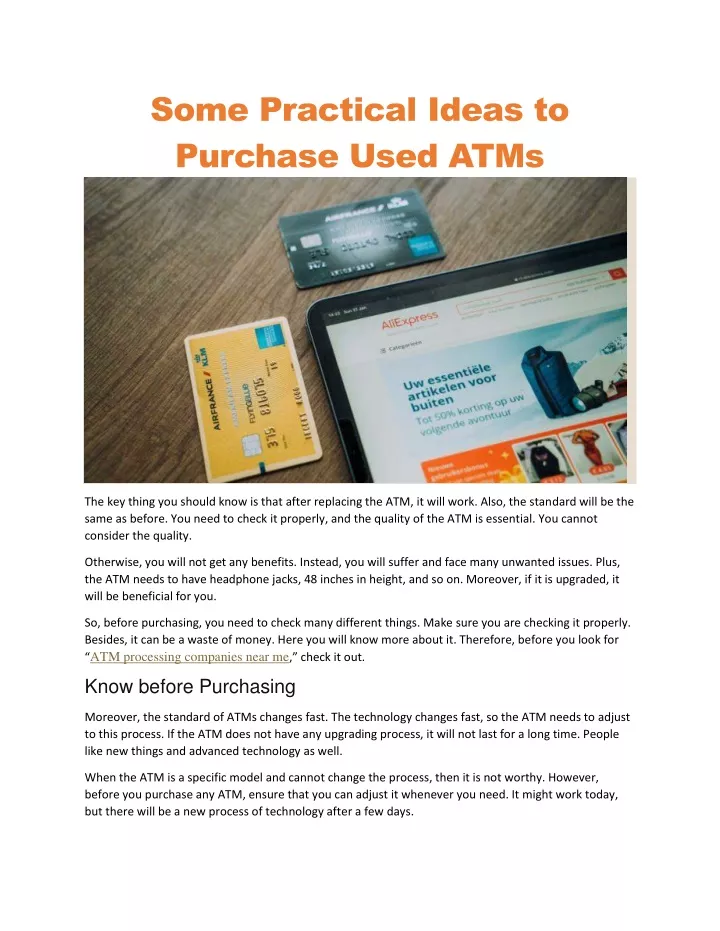 some practical ideas to purchase used atms