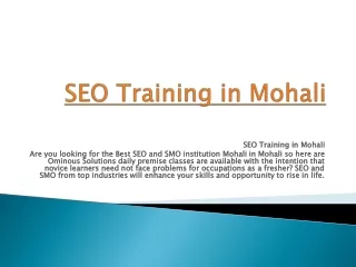 SEO Training in Mohali