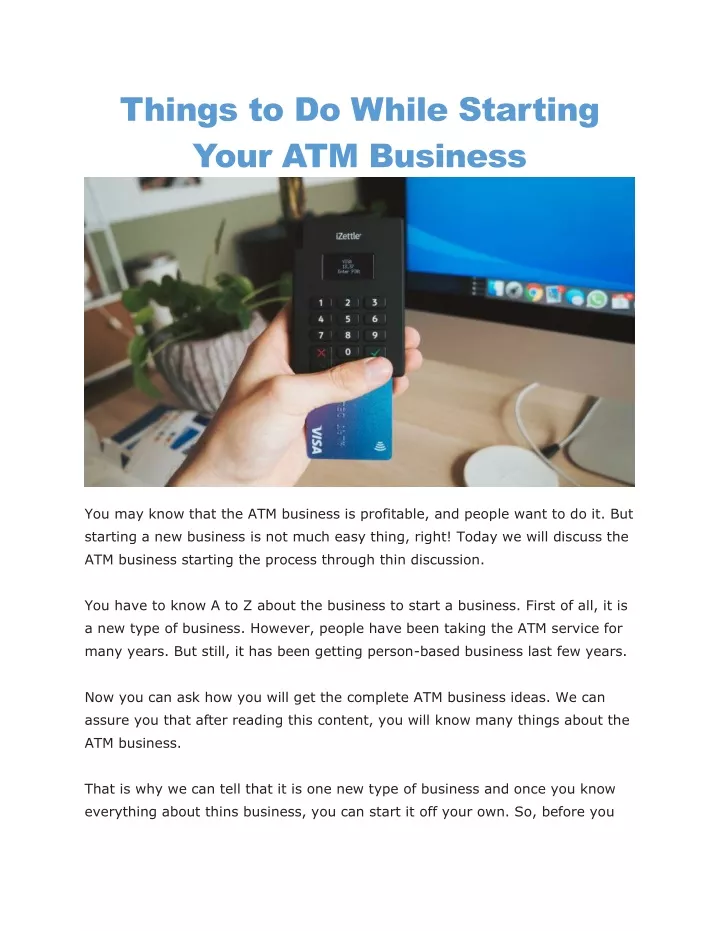 things to do while starting your atm business