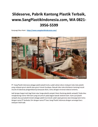 Slideserve, Pabrik Kantong Plastik Terbaik, www.SangPlastikIndonesia.com, WA 0821-3956-5599