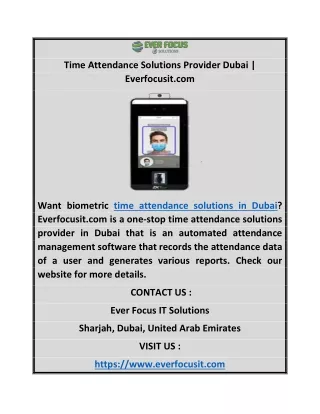 Time Attendance Solutions Provider Dubai | Everfocusit.com