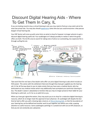 Discount Digital Hearing Aids - Where To Get Them In Cary, IL