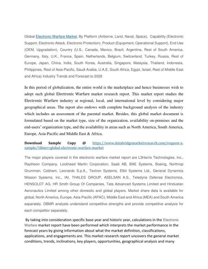 global electronic warfare market by platform