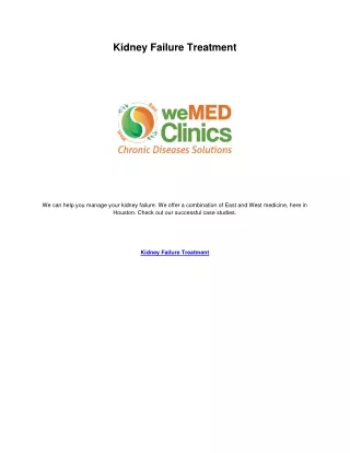 kidney failure treatment