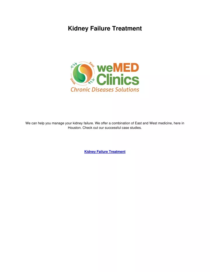 kidney failure treatment