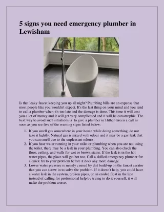 5 signs you need emergency plumber in lewisham